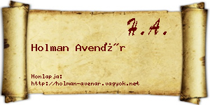 Holman Avenár névjegykártya